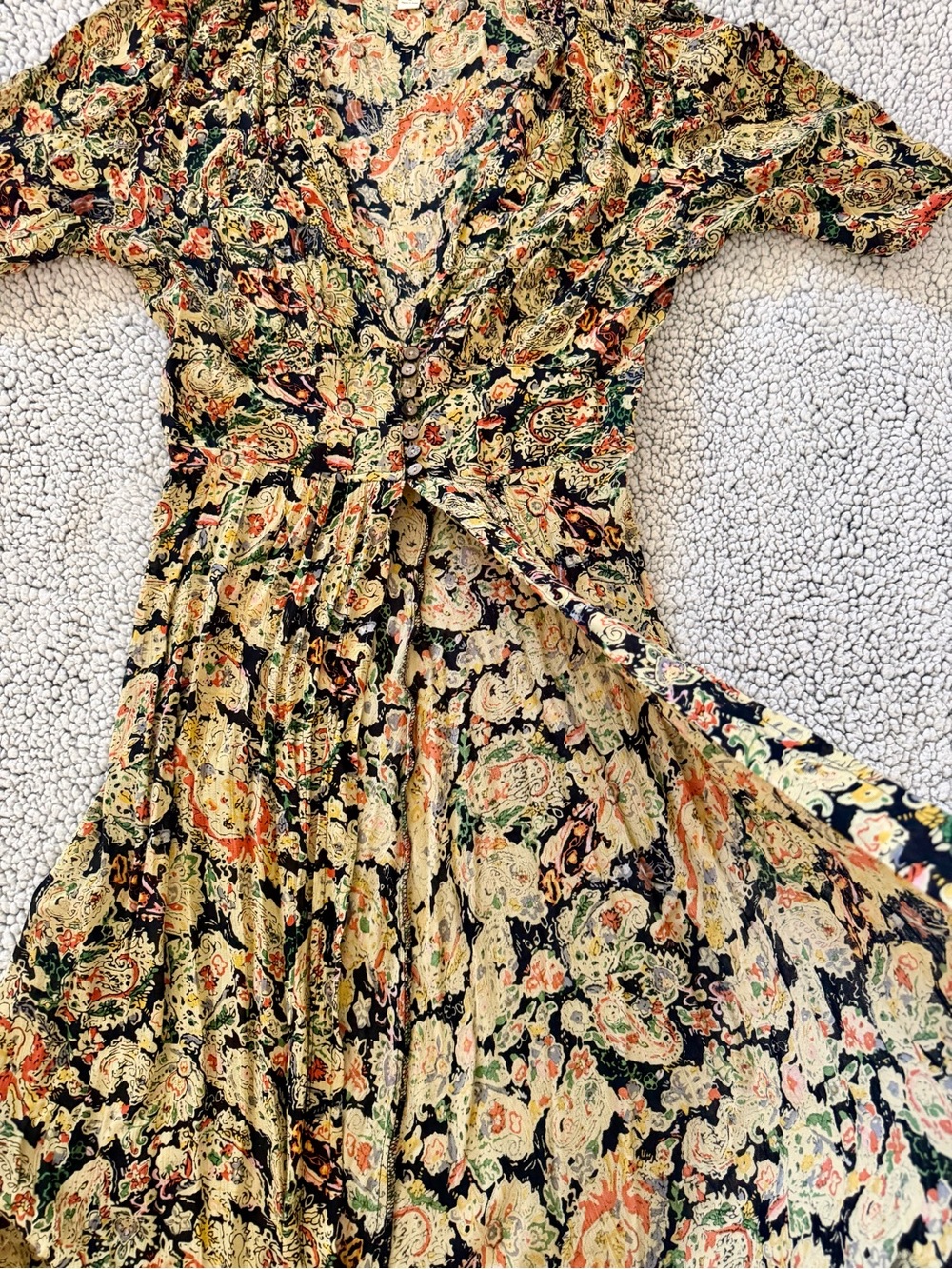 Chelsea & Violet Black Floral Wrap Maxi Dress with Cream and Orange Accents - Picture 7 of 10